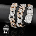 Iced Out Flower Cuban Link Chain – 15mm Pave-Set CZ Hip Hop Necklace for Men & Women | 170g Heavy Statement Jewelry White Gold - KRWN Fine Jewelry