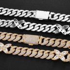 Iced Out Flower Cuban Link Necklace - 20mm Full Pave CZ 18K Gold Plated Hip Hop Chain White Gold - KRWN Fine Jewelry
