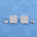 Iced Out Four Leaf Clover Moissanite Stud Earrings – S925 Silver Full-Pave Hip Hop Clover Shape Earrings for Men & Women, Pass Diamond Tester Gold (Pair) - KRWN Fine Jewelry