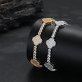 Iced Out Four Leaf Clover Tennis Chain & Bracelet Set – Gold Plated CZ Hip Hop Jewelry for Men White Gold - KRWN Fine Jewelry