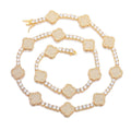 Iced Out Four Leaf Clover Tennis Chain & Bracelet Set – Gold Plated CZ Hip Hop Jewelry for Men Yellow Gold - KRWN Fine Jewelry
