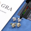 Iced Out Geometric D-Letter Cube Stud Earrings – 925 Sterling Silver Hip Hop Mens Studs | VVS Moissanite | GRA Certified | Pair Gold - KRWN Fine Jewelry