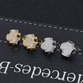 Iced Out Geometric D-Letter Cube Stud Earrings – 925 Sterling Silver Hip Hop Mens Studs | VVS Moissanite | GRA Certified | Pair Silver - KRWN Fine Jewelry