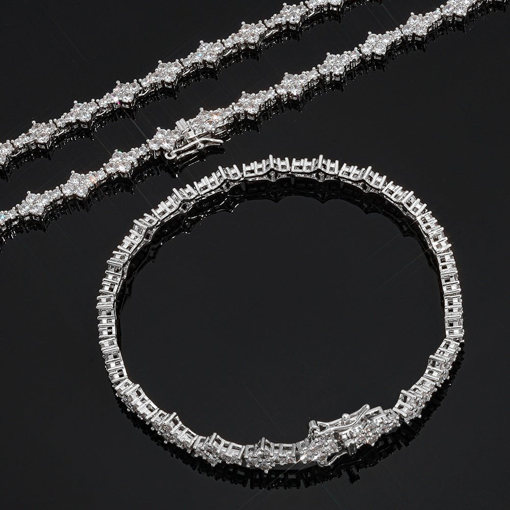Iced Out Geometric Moissanite Tennis Bracelet – 925 Sterling Silver Hip Hop Jewelry for Men & Women | VVS Moissanite Stones | GRA Certified Silver - KRWN Fine Jewelry