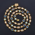 Iced Out Gold Chain Necklace for Men – Blue Gemstone Cross CZ Diamond Hip Hop Jewelry 16-24 Inch Gold - KRWN Fine Jewelry
