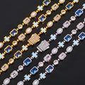 Iced Out Gold Chain Necklace for Men – Blue Gemstone Cross CZ Diamond Hip Hop Jewelry 16-24 Inch White Gold - KRWN Fine Jewelry