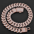 Iced Out Heavyweight Cuban Link Necklace 22mm – Thick Copper Pave CZ Chain, Hip Hop Jewelry for Men, Gold/White/Rose Gold, 18"-24" Rose Gold - KRWN Fine Jewelry