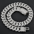Iced Out Heavyweight Cuban Link Necklace 22mm – Thick Copper Pave CZ Chain, Hip Hop Jewelry for Men, Gold/White/Rose Gold, 18"-24" Silver - KRWN Fine Jewelry