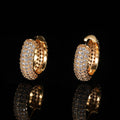 Iced Out Huggie Hoop Earrings 18K Gold Plated CZ Diamond Hip Hop Gold - KRWN Fine Jewelry
