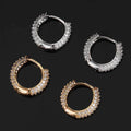 Iced Out Huggie Hoop Earrings 18K Gold Plated CZ Diamond Hip Hop White Gold - KRWN Fine Jewelry