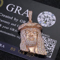 Iced Out Jesus Head Pendant – S925 Silver Full-Pave Moissanite Hip Hop Jesus Piece Necklace with 24" Rope Chain, Pass Diamond Tester Rose Gold - KRWN Fine Jewelry
