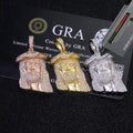 Iced Out Jesus Head Pendant – S925 Silver Full-Pave Moissanite Hip Hop Jesus Piece Necklace with 24" Rope Chain, Pass Diamond Tester Rose Gold - KRWN Fine Jewelry