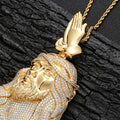 Iced Out Jesus Piece Pendant Necklace - Full Pave CZ 24" Rope Chain Hip Hop Religious Jewelry White Gold - KRWN Fine Jewelry