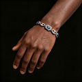Iced Out Moissanite Anchor Link Bracelet Men – S925 Silver Blue Stone Baguette Hip Hop Bracelet 7-9 Inch | GRA Certified Silver - KRWN Fine Jewelry