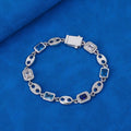 Iced Out Moissanite Anchor Link Bracelet Men – S925 Silver Blue Stone Baguette Hip Hop Bracelet 7-9 Inch Silver - KRWN Fine Jewelry