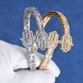 Iced Out Moissanite Baguette Bangle – S925 Sterling Silver Geometric Initial Cuff Bracelet – GRA Certified Diamond Tester Pass Hip Hop Jewelry Gold - KRWN Fine Jewelry