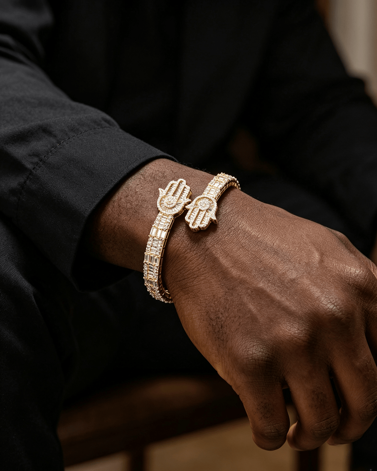 Iced Out Moissanite Baguette Bangle – S925 Sterling Silver Geometric Initial Cuff Bracelet – GRA Certified Diamond Tester Pass Hip Hop Jewelry Silver - KRWN Fine Jewelry