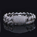 Iced Out Moissanite Cuban Link Bracelet for Men – S925 Silver Heavy 20mm Hip Hop Bangle 7-9 Inch Silver - KRWN Fine Jewelry