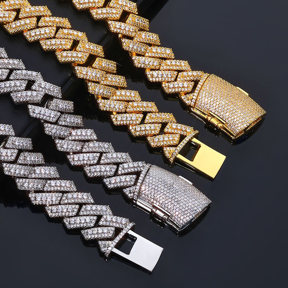 Iced Out Moissanite Cuban Link Bracelet for Men – S925 Silver Heavy 20mm Hip Hop Bangle 7-9 Inch Silver - KRWN Fine Jewelry