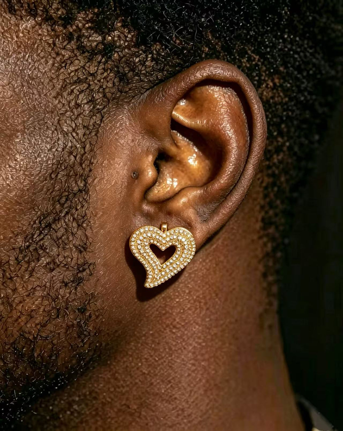 Iced Out Moissanite Heart Stud Earrings – 925 Sterling Silver Hip Hop Studs | VVS Stones | GRA Certified | Pair Gold - KRWN Fine Jewelry