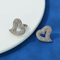 Iced Out Moissanite Heart Stud Earrings – 925 Sterling Silver Hip Hop Studs | VVS Stones | GRA Certified | Pair Silver - KRWN Fine Jewelry
