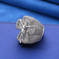 Iced Out Moissanite Jesus Cross Ring for Men – S925 Silver Heart Shape Hip Hop Ring Size 7-10 Gold - KRWN Fine Jewelry