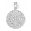 Iced Out Moissanite Round Cross Pendant — VVS Gold Plated Hip Hop Medallion Necklace 24" Rope Chain, White Gold / Two-Tone 3mm Rope Chain 24" - KRWN Fine Jewelry