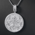 Iced Out Moissanite Round Cross Pendant — VVS Gold Plated Hip Hop Medallion Necklace 24" Rope Chain, White Gold / Two-Tone 3mm Rope Chain 24" - KRWN Fine Jewelry