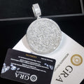 Iced Out Moissanite Round Cross Pendant — VVS Gold Plated Hip Hop Medallion Necklace 24" Rope Chain, White Gold / Two-Tone 3mm Rope Chain 24" - KRWN Fine Jewelry