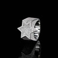 Iced Out Six Point Star Ring – Full CZ Hexagram Hip Hop Statement Ring for Men & Women | Esekeem White Gold - KRWN Fine Jewelry