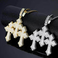 Iced Out Stitched Patch Cross Pendant – 925 Sterling Silver Enamel Moissanite Necklace | Hip Hop Streetwear Cross | GRA Certified Silver - KRWN Fine Jewelry