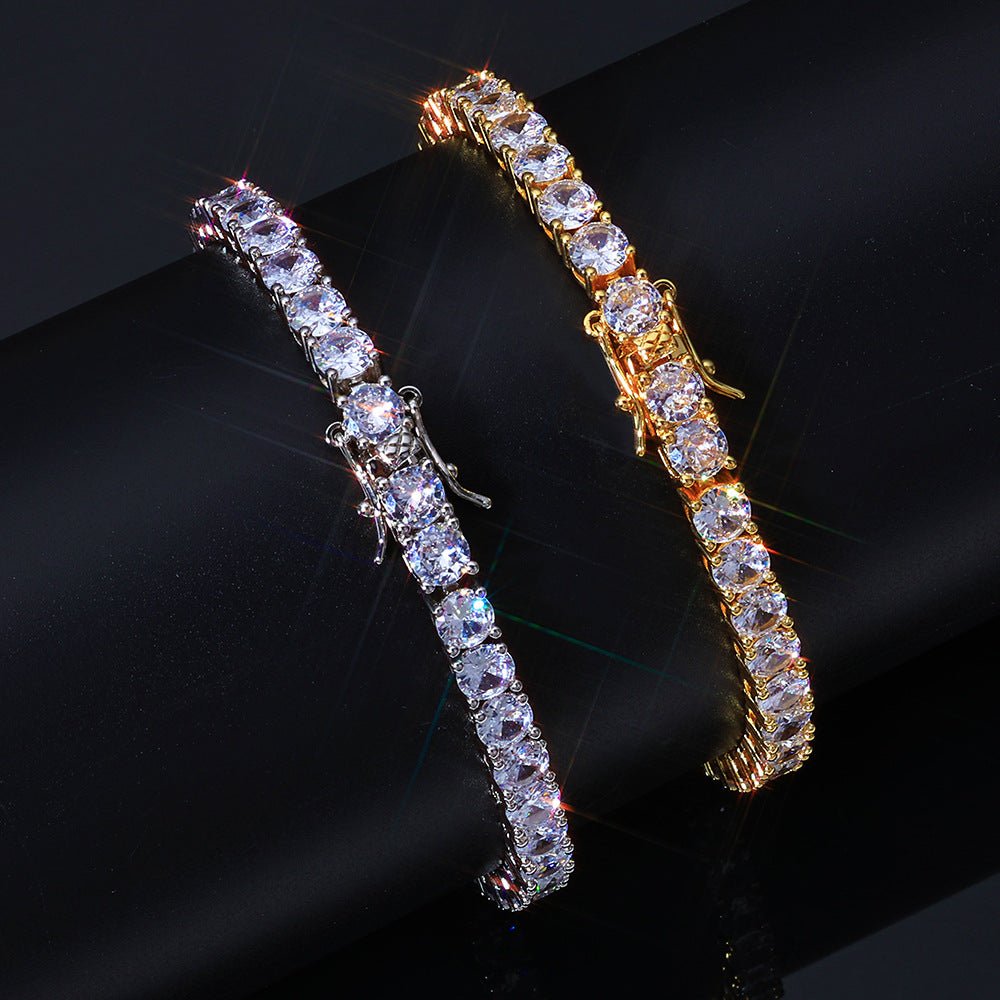 Iced Out Tennis Chain Bracelet – 2/3/4mm Pave-Set CZ Hip Hop Bracelet for Men & Women Gold(Width:2mm) - KRWN Fine Jewelry