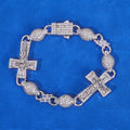Moissanite Jesus Cross Bracelet for Men – S925 Silver Baguette Hip Hop Bangle 7-9 Inch Silver - KRWN Fine Jewelry