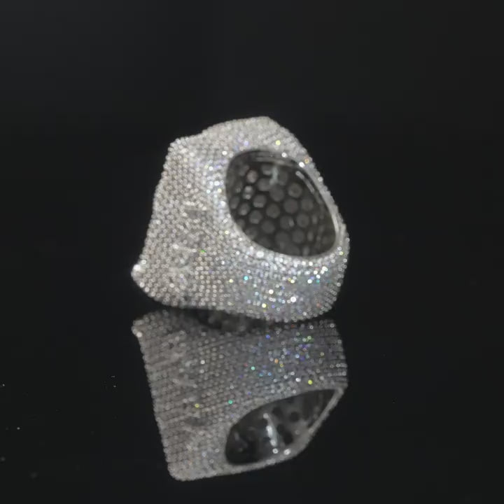 Iced Out Custom Letter Ring — Baguette CZ Initial Ring for Men, Gold Plated Hip Hop Bling Pinky Ring, Sizes 7-10