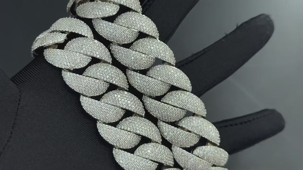 22mm Iced Out Cuban Link Bracelet — Gold Plated CZ Bling Cuban Chain Bracelet for Men & Women, Hip Hop Rapper Jewelry, White Gold / Yellow Gold / Rose Gold