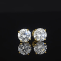 S925 Moissanite Round Stud Earrings — 4 Prong Gold Plated Solitaire Earrings for Men & Women, 3mm-8mm White Gold - KRWN Fine Jewelry
