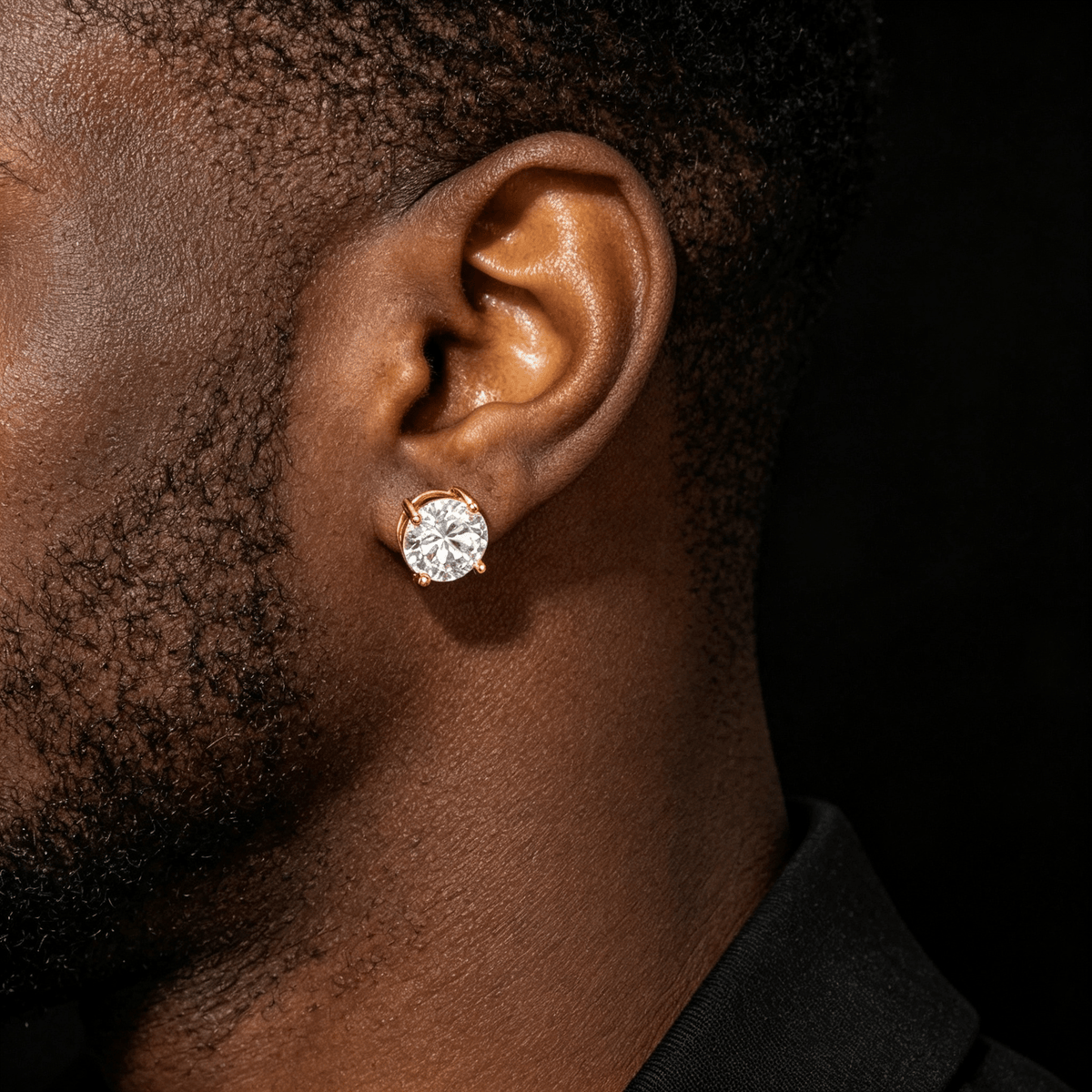 S925 Moissanite Round Stud Earrings — 4 Prong Gold Plated Solitaire Earrings for Men & Women, 3mm-8mm Yellow Gold - KRWN Fine Jewelry