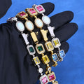 S925 Silver Multi-Gemstone Halo Tennis Bracelet – Moissanite-Iced Opal Ruby Sapphire Emerald Hip Hop Bracelet for Women Gold - KRWN Fine Jewelry